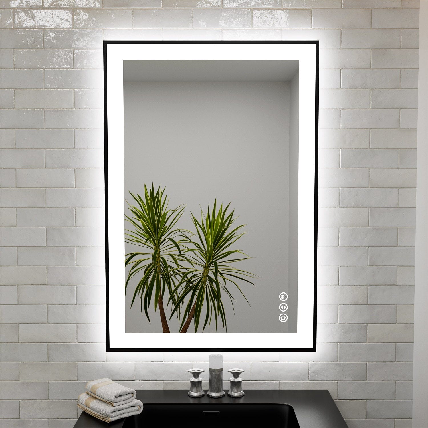 GIVING TREE 28&quot;/32&quot;/36&quot;/40&quot; LED Bathroom Mirror with Black Frame, Anti-Fog, Shatter-Proof, Memory, 3 Colors