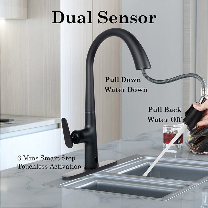 Giving Tree Kitchen Sensor High Arc Faucets Single Handle Pull Down