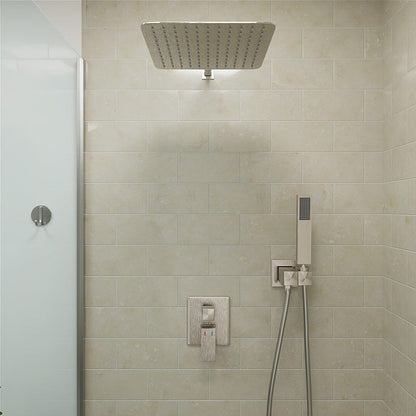 10&quot; Wall Mount Square Shower Systems with Head Shower &amp; Hand Shower Combo Set