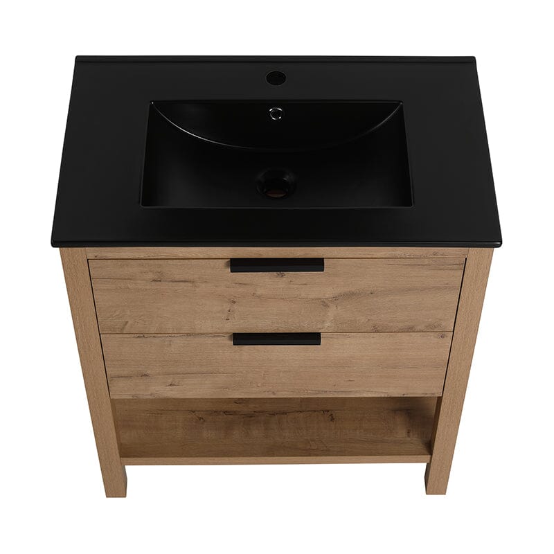 30-inch Freestanding Plywood Bathroom Vanity With Tops and 2 Drawers