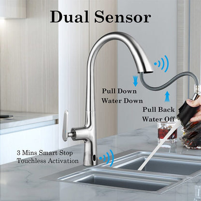 Giving Tree Kitchen Sensor High Arc Faucets Single Handle Pull Down