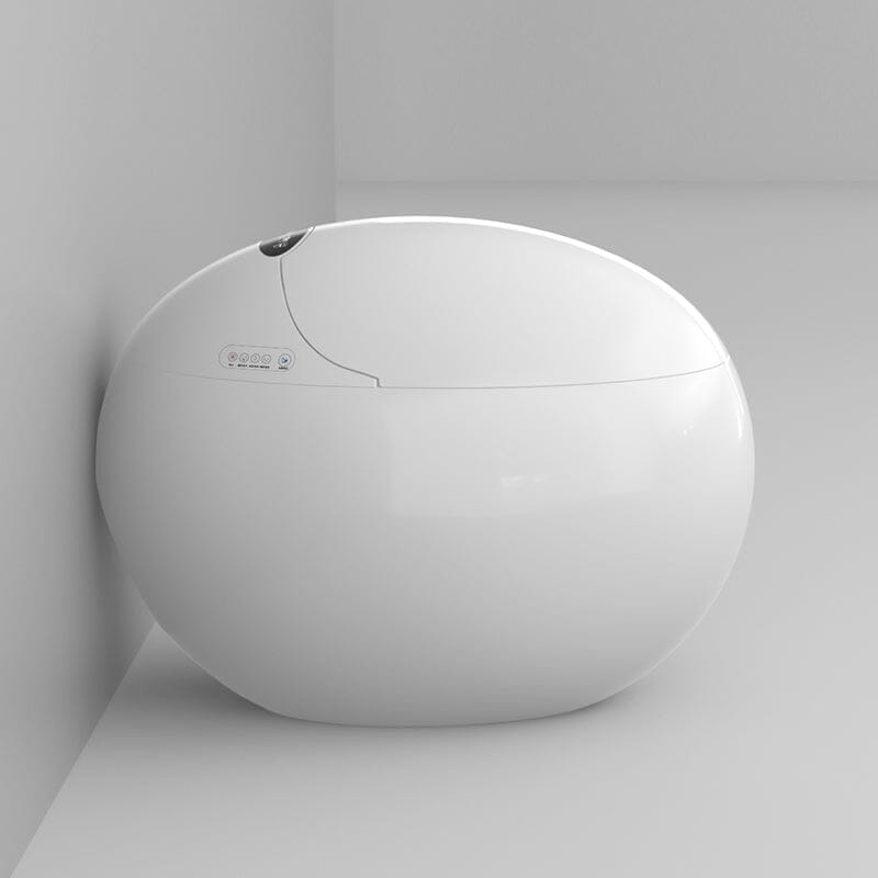 Modern White Egg-Shaped Smart Toilet with Remote Control