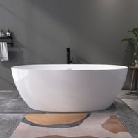 67'' Glossy White Oval Acrylic Freestanding Tub