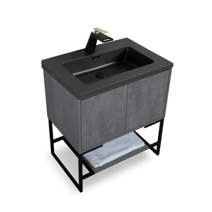 30 Inch Floor Mounted Gray Vanity Set