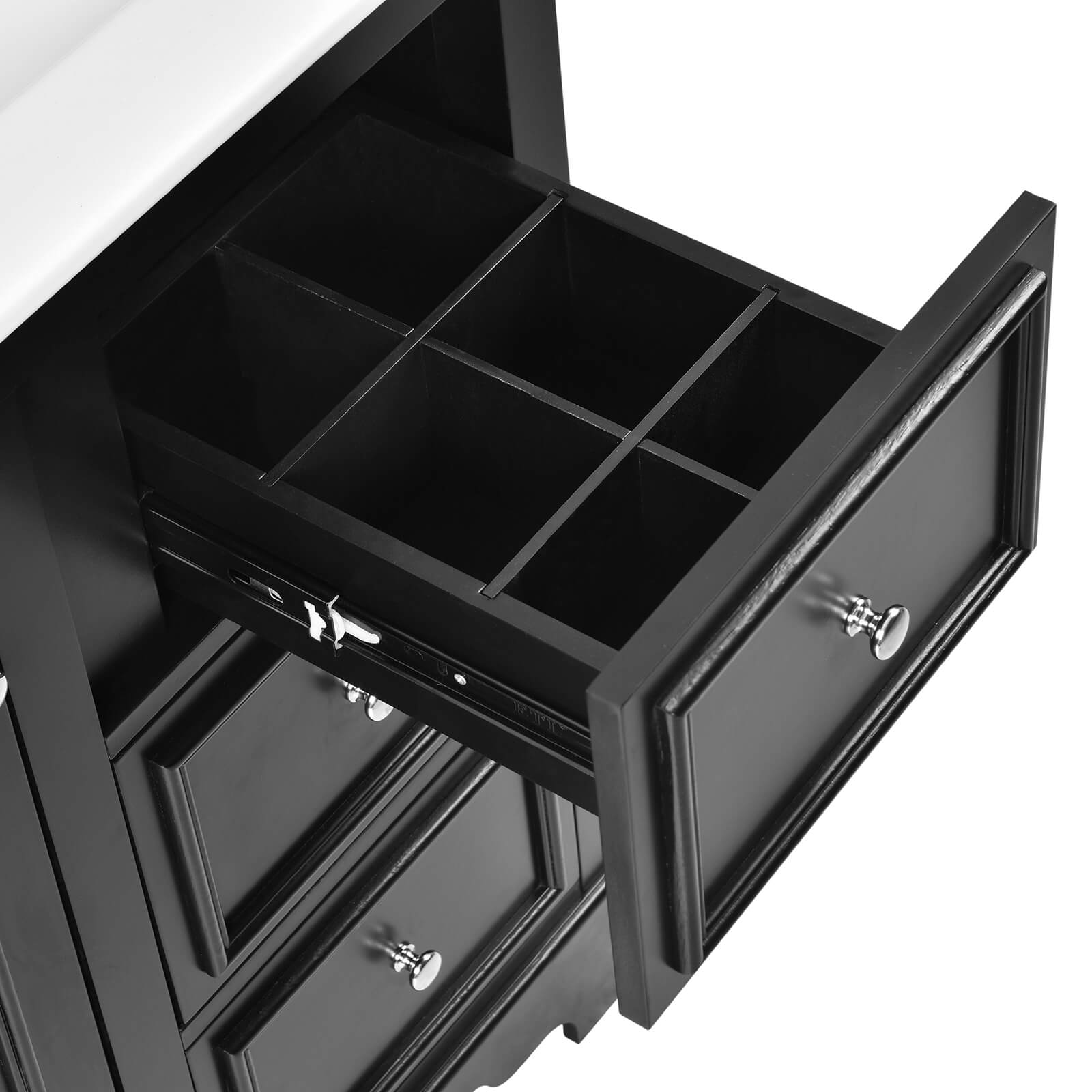 30 Inch Floor Standing Single Sink Black Bathroom Vanity Drawers with Dividers