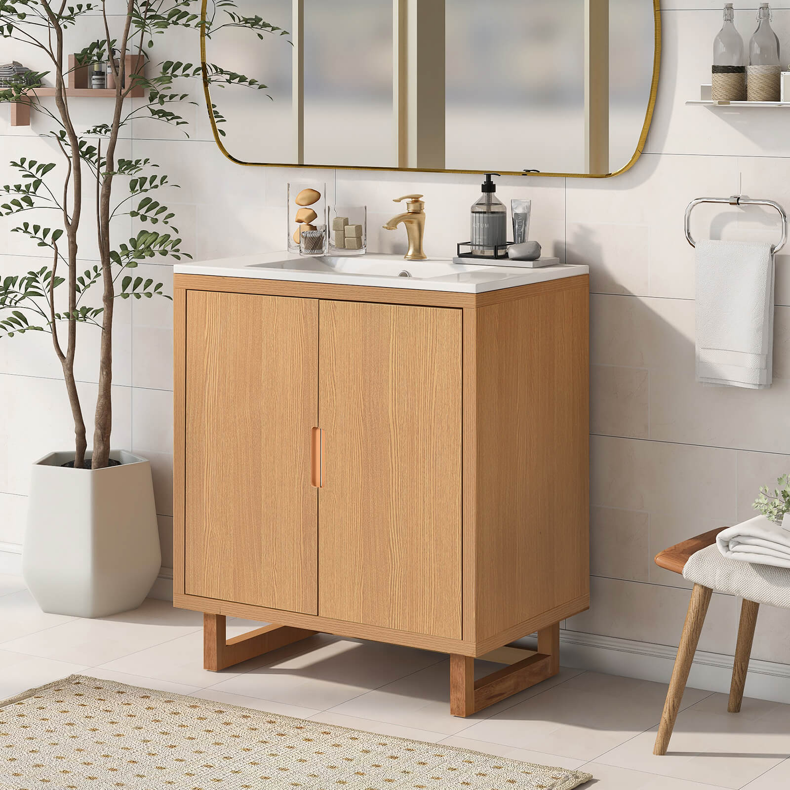 30 inch Minimalist Burlywood Bathroom Vanity