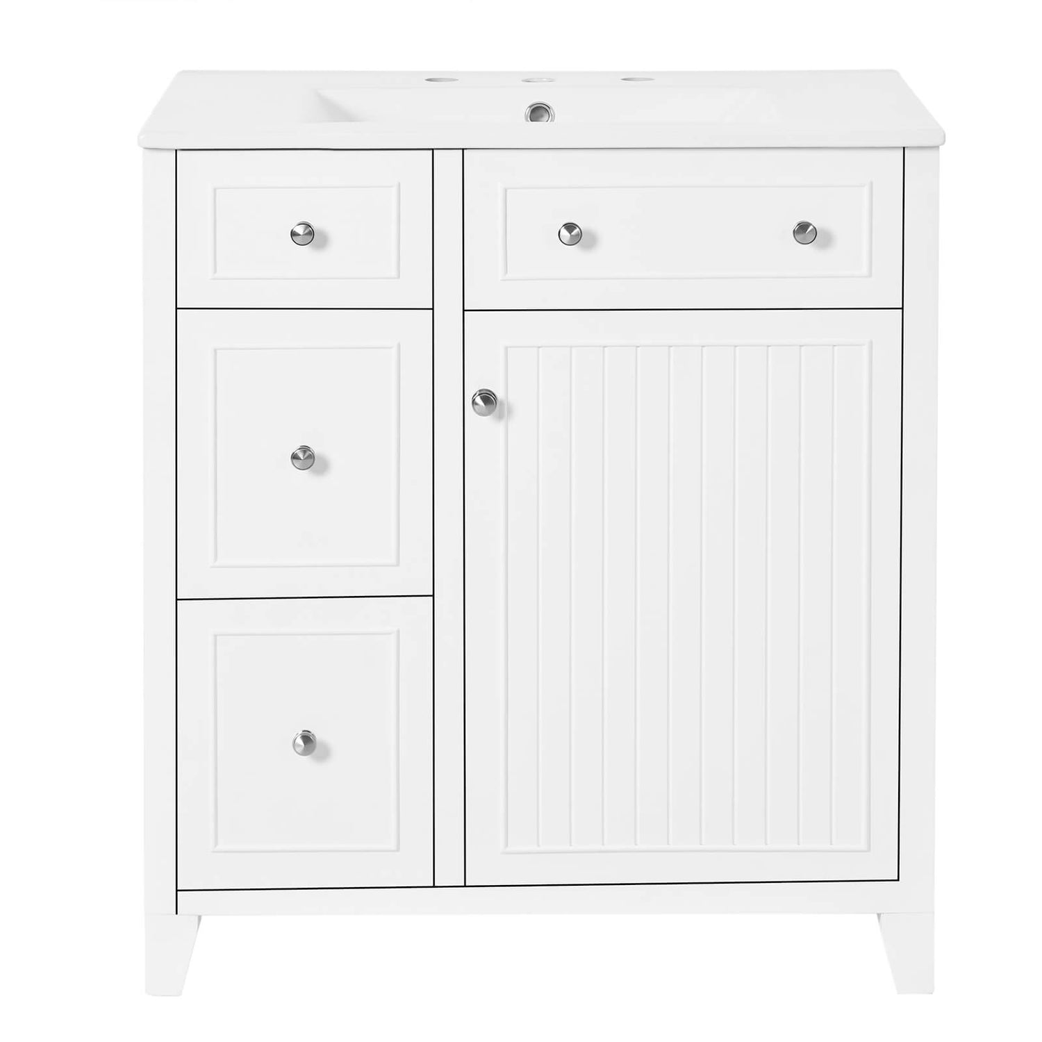 30 inch white bathroom vanity with storage for small bathrooms