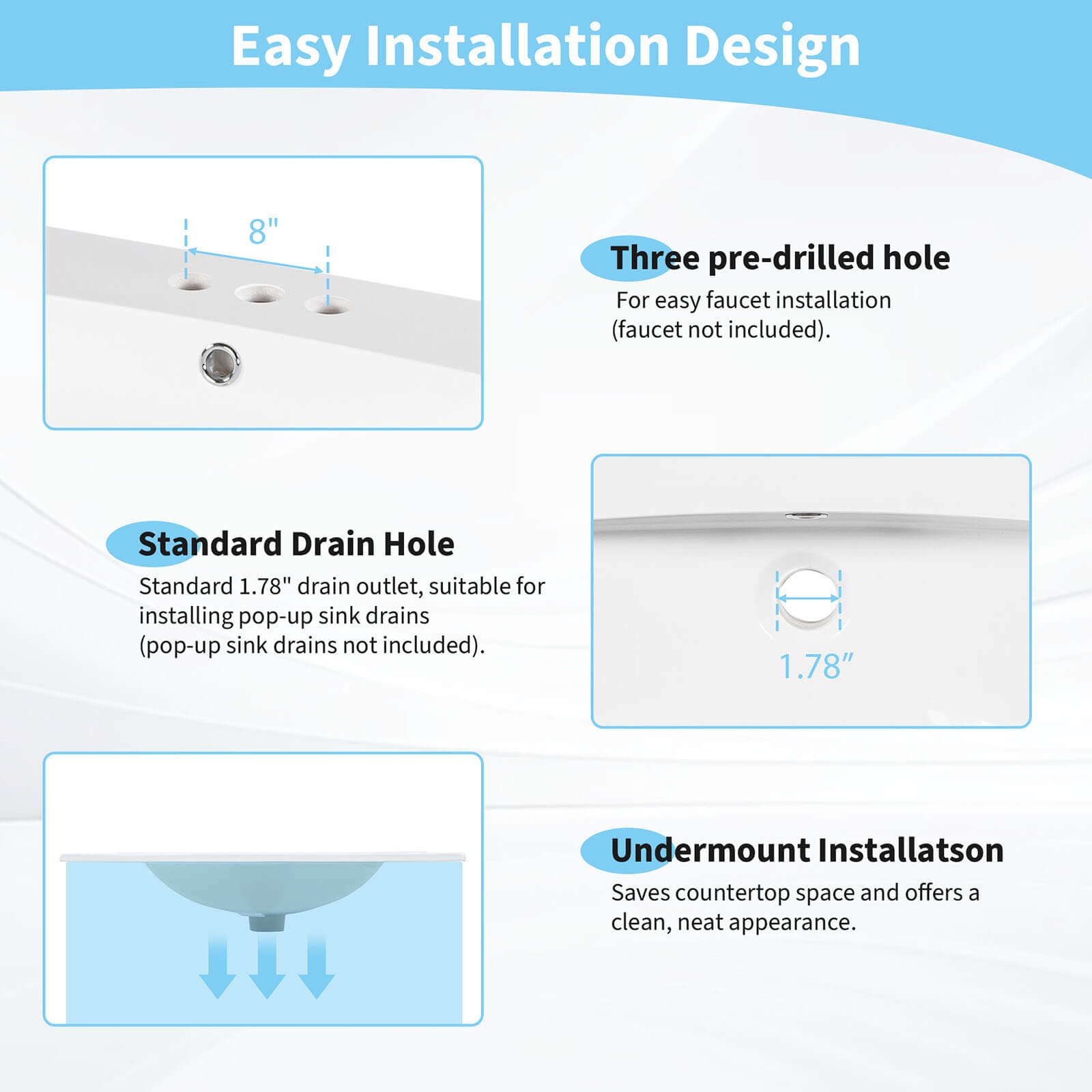 30 x 18 Ceramic Vanity Top with 3 Holes_ Easy to Install with Pre Drilled Faucet Holes