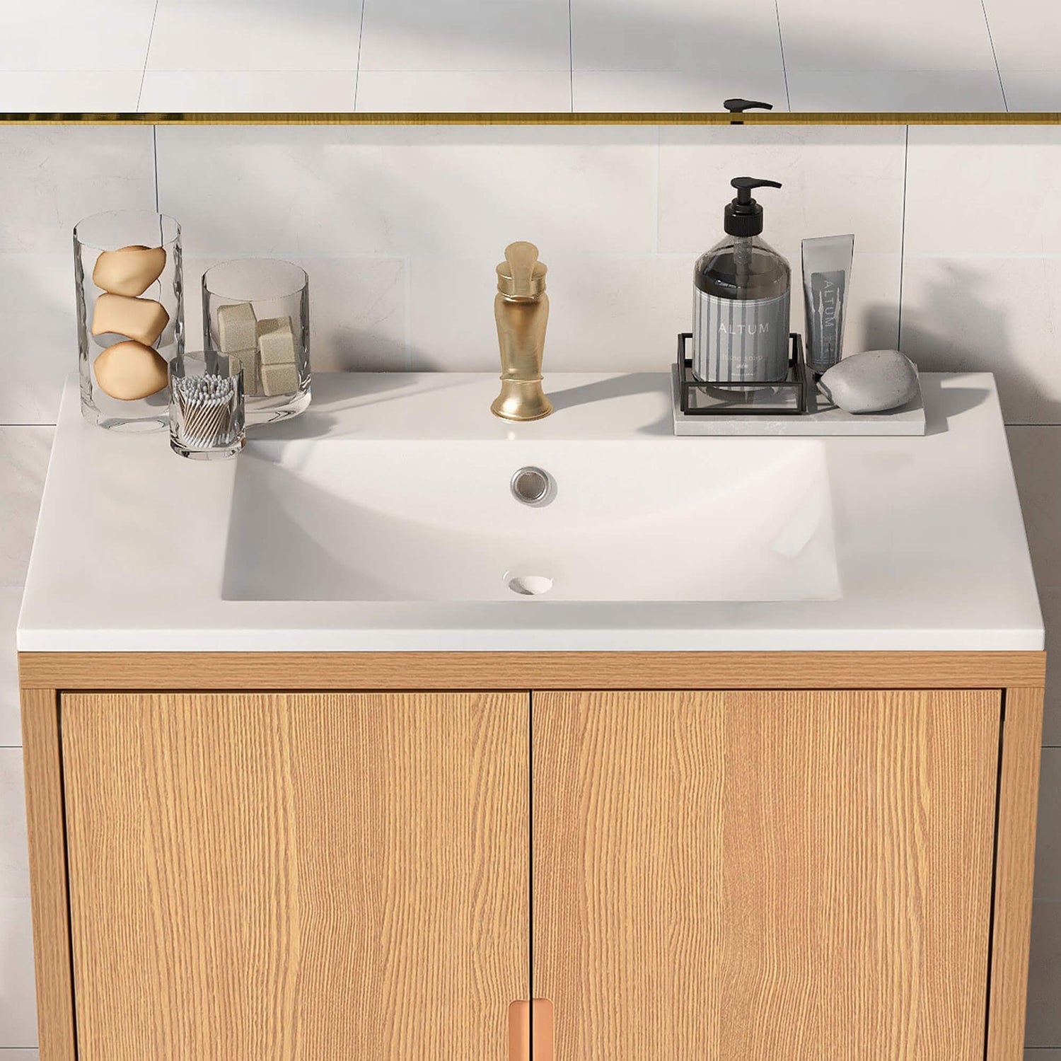 30 x 18 in Rectangular Resin Sink Vanity Top with Cabinet Assembly in