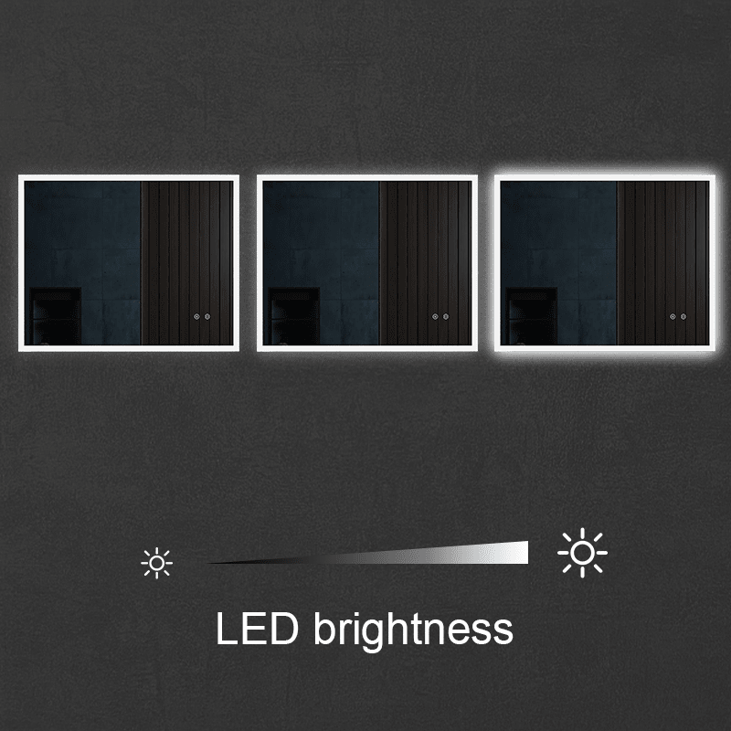 LED Light Bathroom Vanity Mirror Large Rectangular Frameless Anti Fog