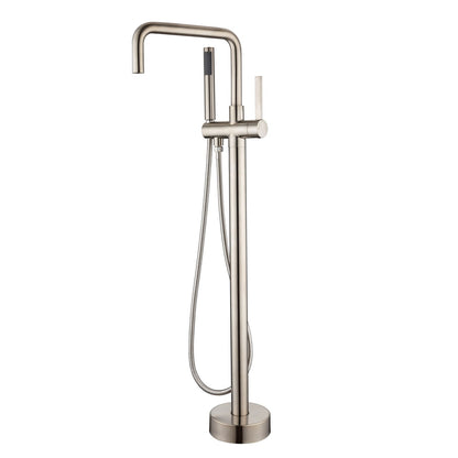 30&quot; Streamline Brushed Nickel Brass Construction Independent Freestanding Tub Filler Faucet