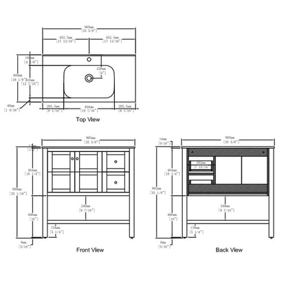 36-Inch Modern Freestanding Bathroom Vanity Sink Set with Storage Drawers