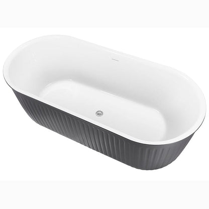 Mokleba 67&quot; Oval Acrylic Fluted Bathtub Double Ended Freestanding Soaking Tub