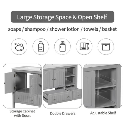 36 Inch Grey Bathroom Vanity Cabinet Storage Function Description Only Cabinet