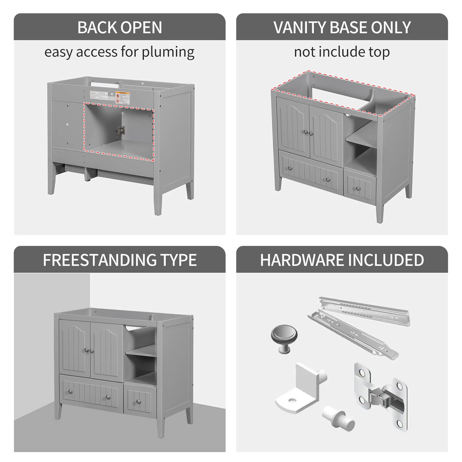 36 inch Grey Bathroom Vanity Cabinet Cabinet Only Installation Instructions