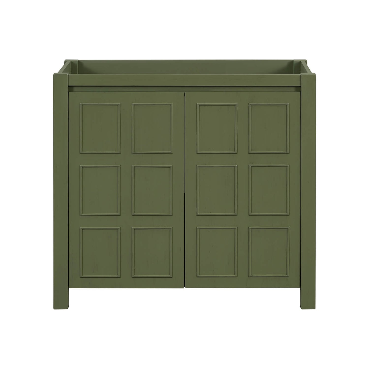 36 inch Olive Green Bathroom Vanity with Grid Patterned Doors No Sink