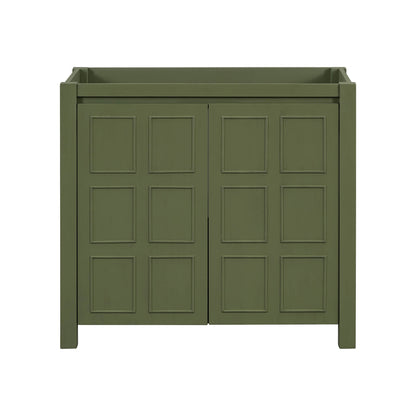 36 inch Olive Green Bathroom Vanity with Grid Patterned Doors No Sink