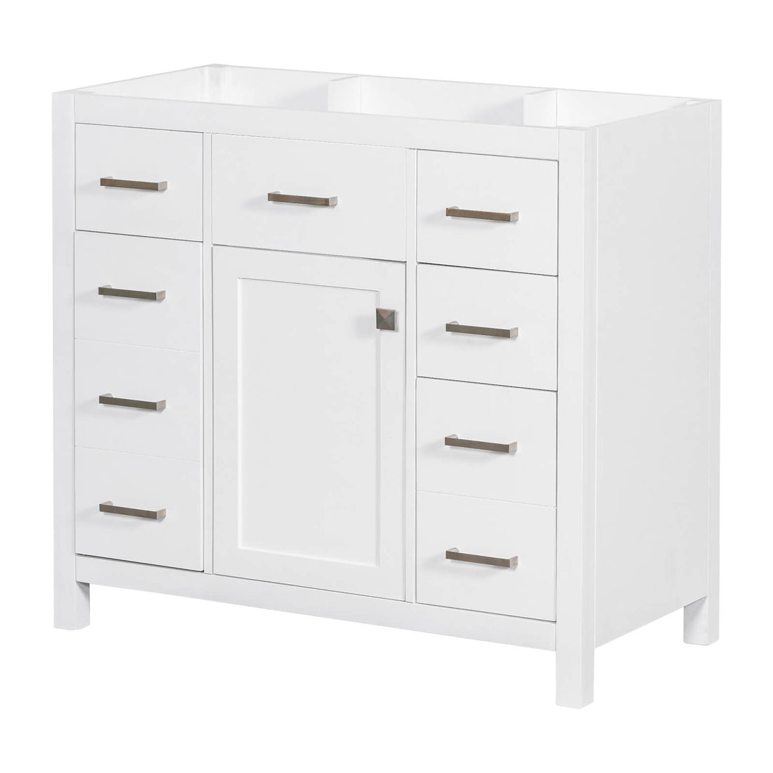 36 inch White Bathroom Vanity with 6 Drawers Cabinet Only