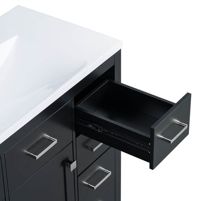 36 inch floor mounted black bathroom cabinet offering a modern aesthetic