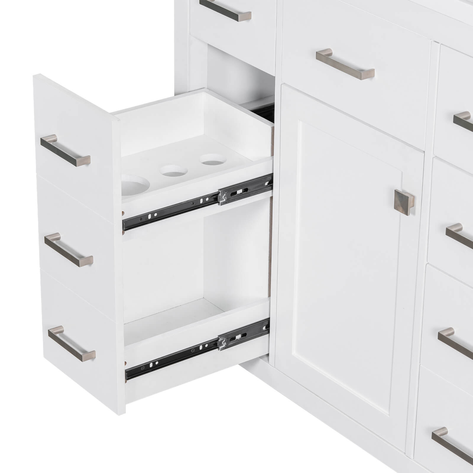 36 inch white bathroom vanity double drawer diagram with 6 drawers