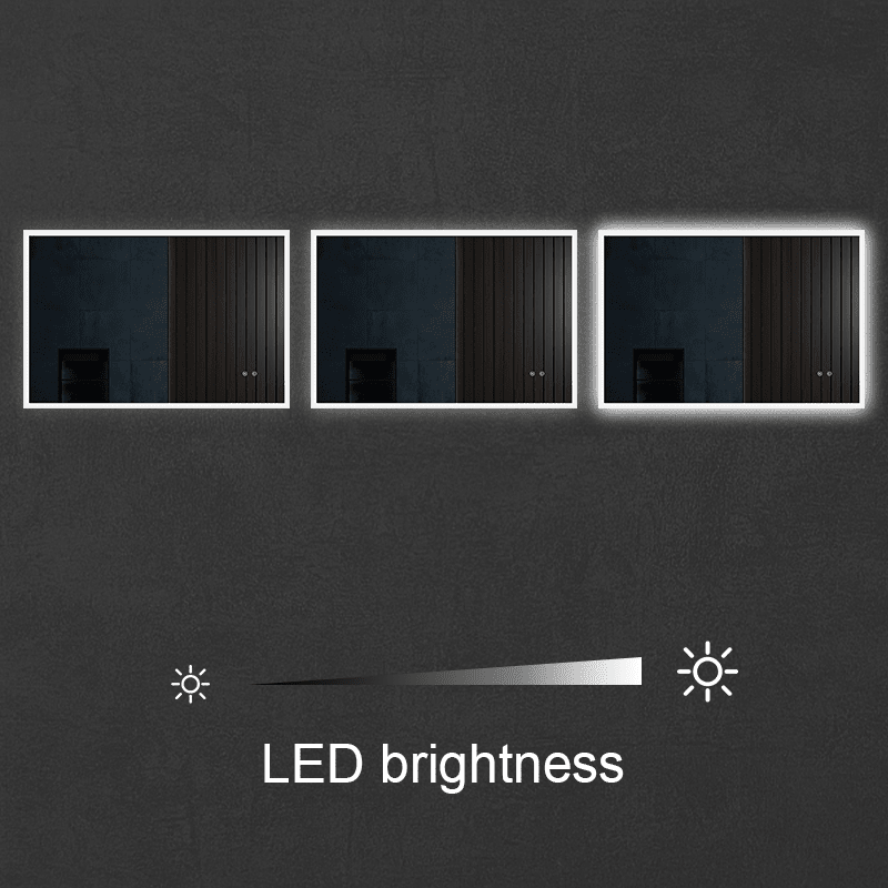 LED Light Bathroom Vanity Mirror Large Rectangular Frameless Anti Fog