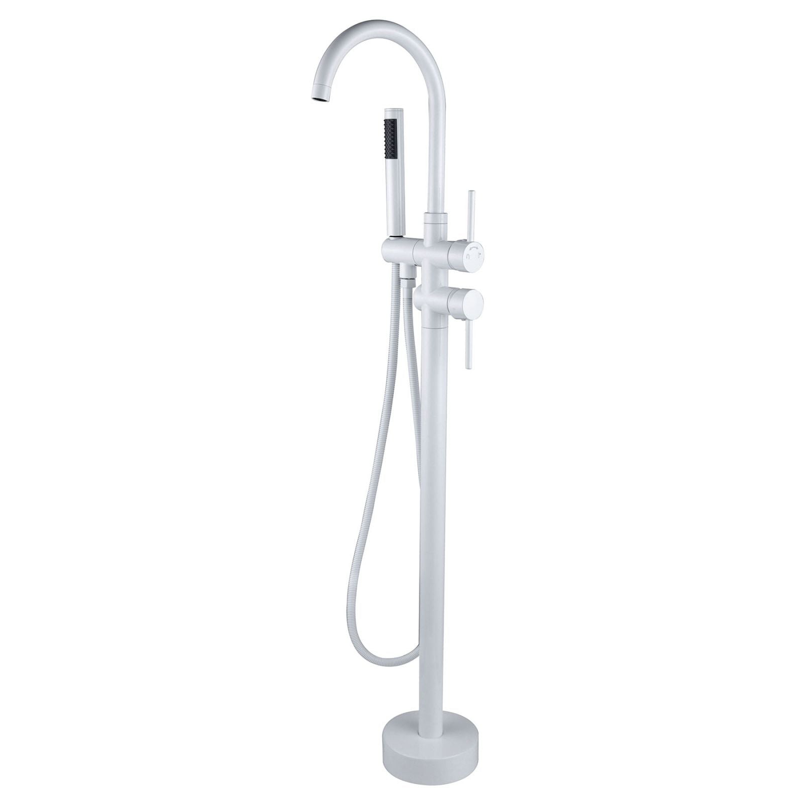 38&quot; Sleek Silver Modern Freestanding Tub Filler Faucet, Metal &amp; Natural