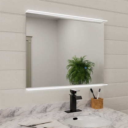 Rectangular Wall Mount LED Lighted Bathroom Vanity Mirror with Shelf