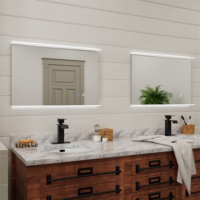 Rectangular Wall Mount LED Lighted Bathroom Vanity Mirror with Shelf