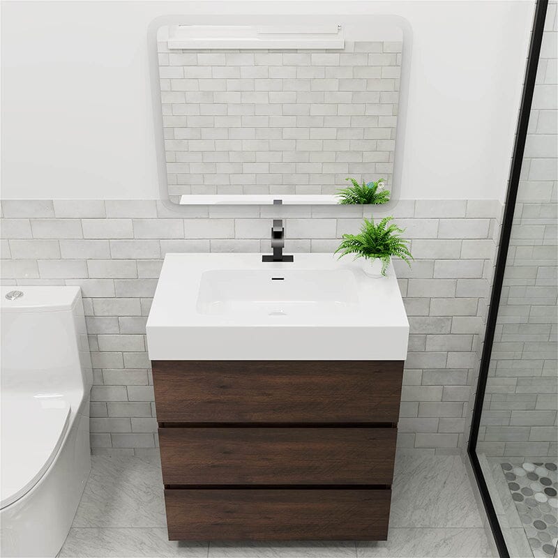 30 Inch Bathroom Vanity with Sink Floor Mounted One-Piece Sink Cabinet