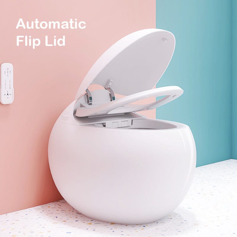 Modern White Egg-Shaped Smart Toilet with Remote Control