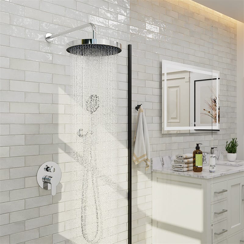 10&quot; Wall Mount Round Shower Set with Head Shower &amp; Hand Shower Combo Set