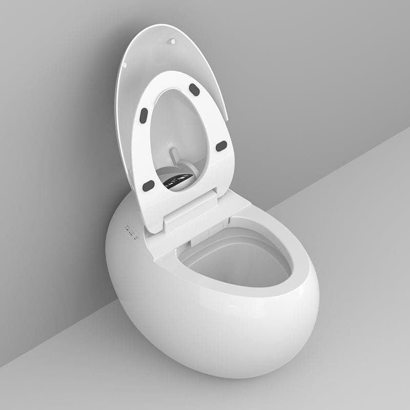 Modern White Egg-Shaped Smart Toilet with Remote Control