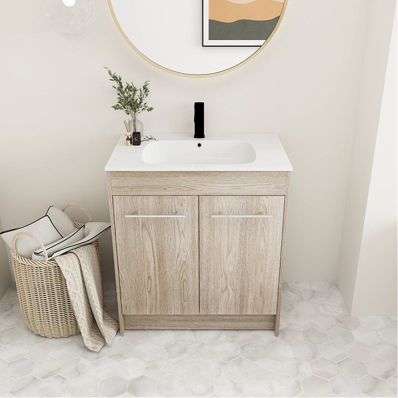 30-Inch Freestanding Bathroom Vanity with Sink and Soft-Close Doors