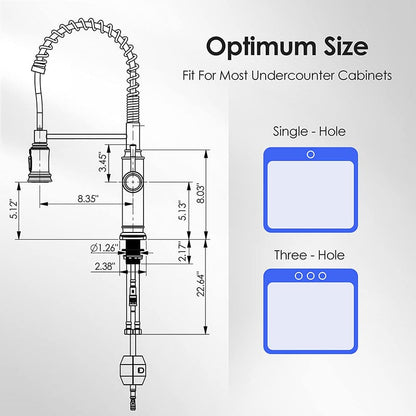 Modern 360° Swivel Pull-Out Spring Sprayer Kitchen Sink Faucet, 3 Spray Patterns