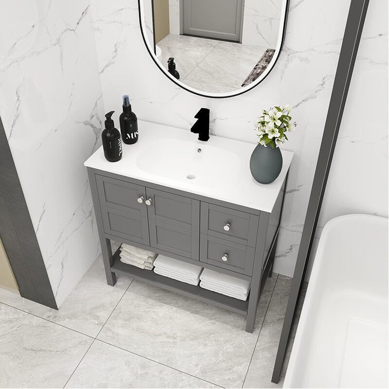 36-Inch Modern Freestanding Bathroom Vanity Sink Set with Storage Drawers