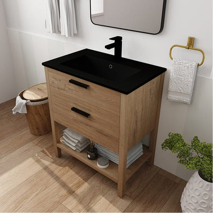 30-inch Freestanding Plywood Bathroom Vanity With Tops and 2 Drawers