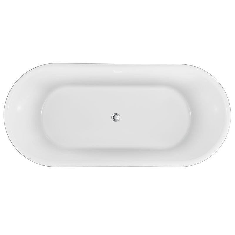 Mokleba 67&quot; Oval Acrylic Fluted Bathtub Double Ended Freestanding Soaking Tub