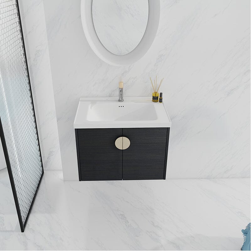 28 Inch Small Bathroom Vanity Cabinets With Sink Float Mounting Design,Soft Close Doors