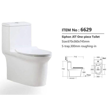 GIVINGTREE Siphonic Jet Dual Flush Elongated One Piece Toilet with Comfortable Seat Height