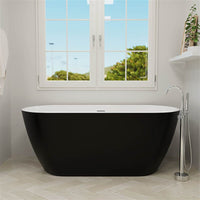 Mokleba 59'' Acrylic Freestanding Flatbottom Bathtub Seamless Soaking Stand Alone Tub