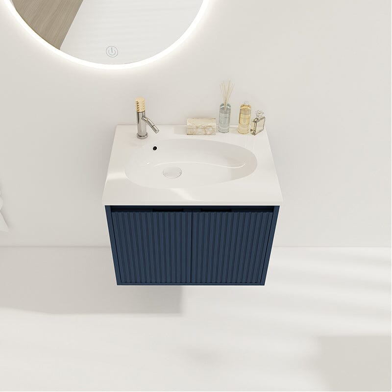 24&quot; Floating Small Bathroom Vanity with Drop-Shaped Resin Sink