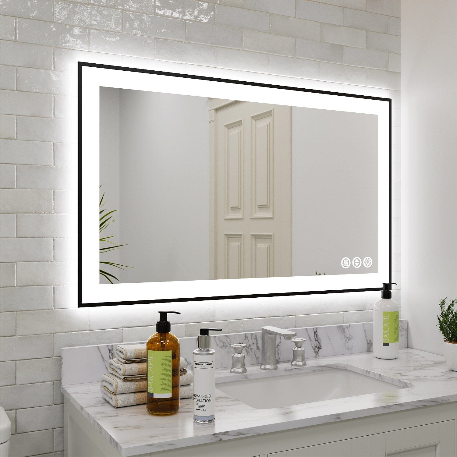 GIVING TREE 28&quot;/32&quot;/36&quot;/40&quot; LED Bathroom Mirror with Black Frame, Anti-Fog, Shatter-Proof, Memory, 3 Colors