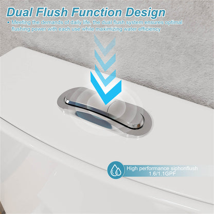 Giving Tree One Piece 1.1GPF/1.6 GPF Dual Flush Elongated Toilet