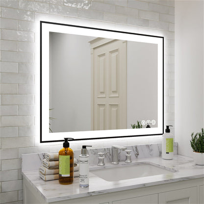 GIVING TREE 28&quot;/32&quot;/36&quot;/40&quot; LED Bathroom Mirror with Black Frame, Anti-Fog, Shatter-Proof, Memory, 3 Colors