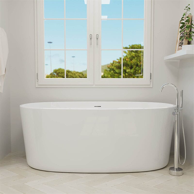 Mokleba 67&quot; Acrylic Modern Bathtub Oval Shape Freestanding Soaking Tub