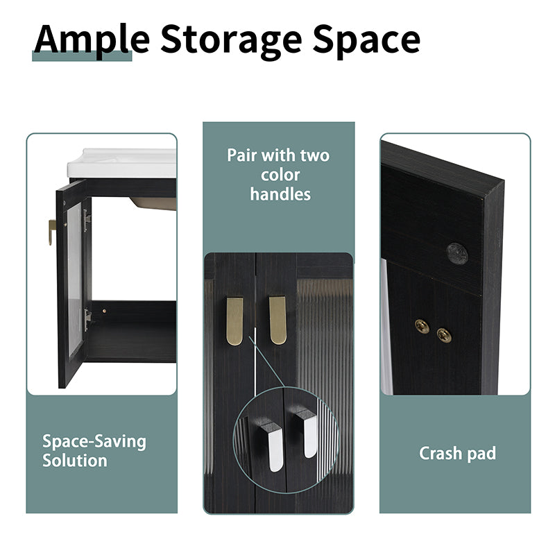 28 Inch Wall-Mounted  Bathroom Vanity with Sink, for Small Bathroom