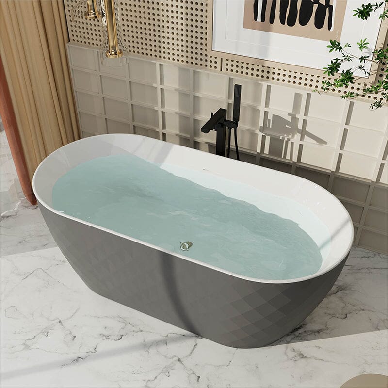 Mokleba 59&quot; Unique Design Oval Acrylic Bathtub Freestanding Soaking Tub