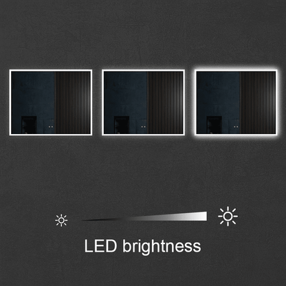 LED Light Bathroom Vanity Mirror Large Rectangular Frameless Anti Fog