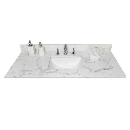 43 in x 22 in premium Carrara marble bathroom countertop with undermount sink