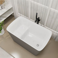 Mokleba 47'' Acrylic Freestanding Japanese Soaking Bathtub with Built-in Seat Gray